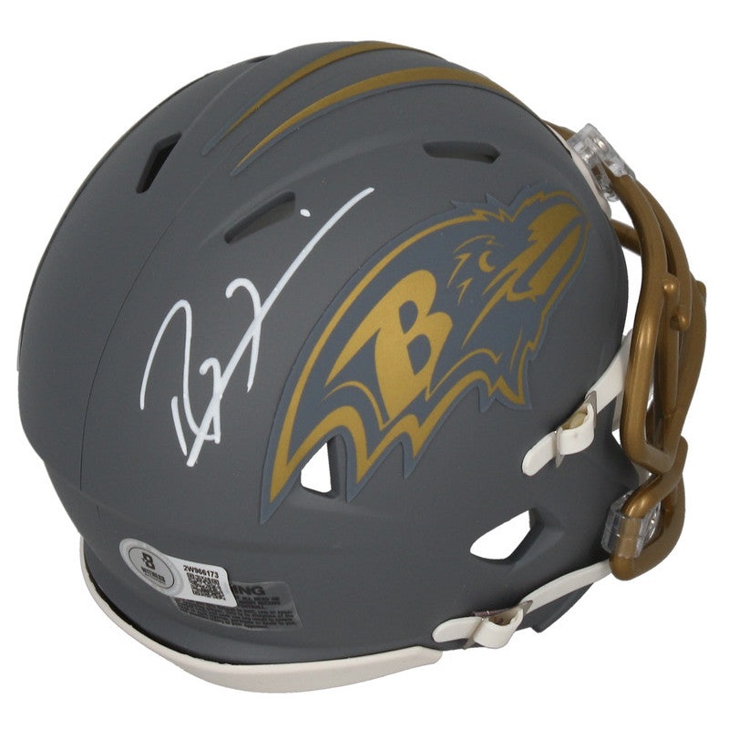 Ray Lewis Autographed Baltimore Ravens ‘Slate’ Mini Speed Helmet Beckett