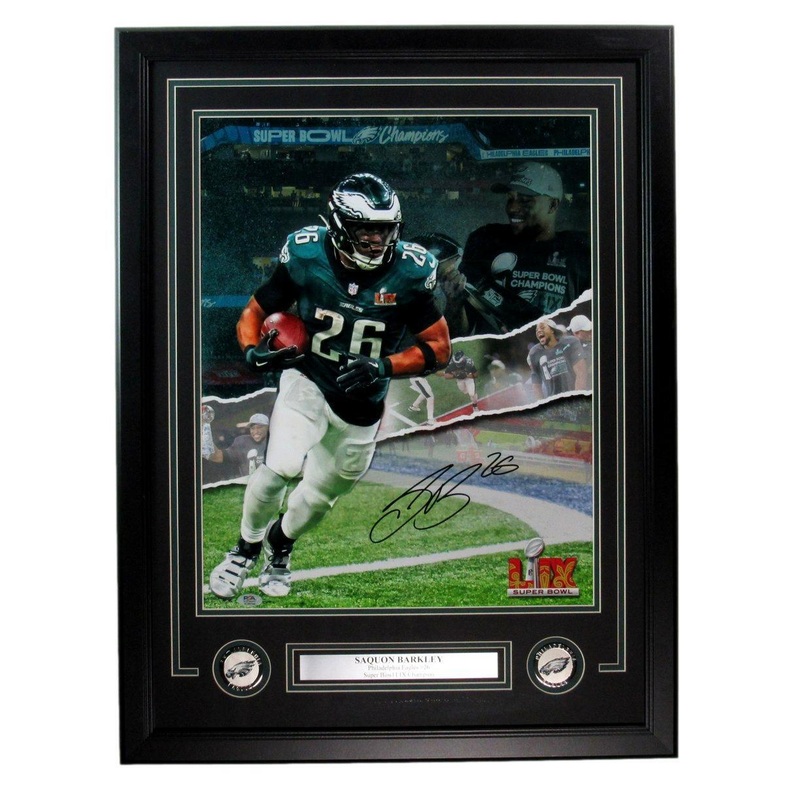 Saquon Barkley Signed/Auto 16×20 Photo Philadelphia Eagles Framed PSA 195288