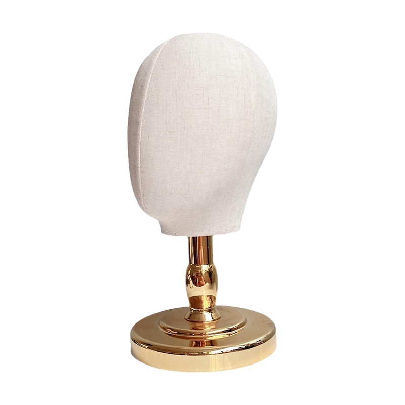 Wig Display Head Wig Hat Display Stand Holder for Beginner Stylist Headwear Gold