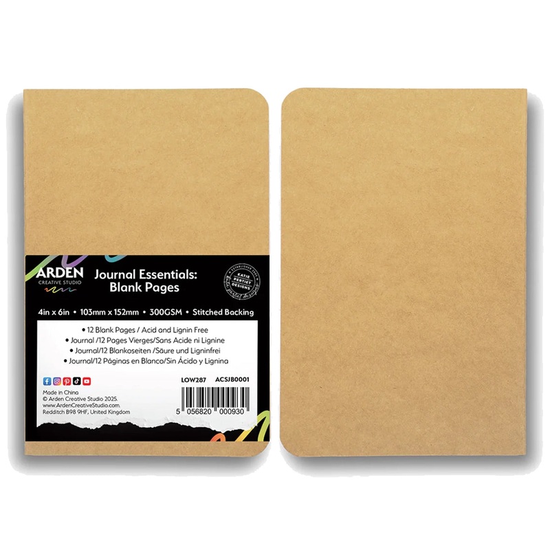 Arden Creative Studio Journal Essentials: Blank Pages 4in x 6in Stitched Journal