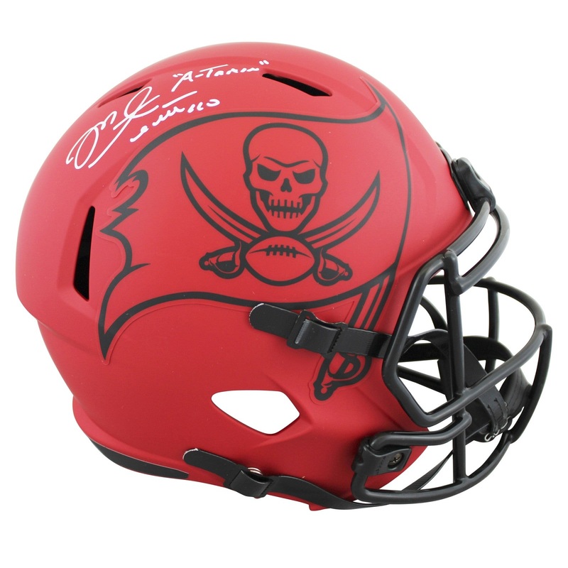 Buccaneers Mike Alstott A-Train Signed Rave Full Size Speed Rep Helmet BAS Wit