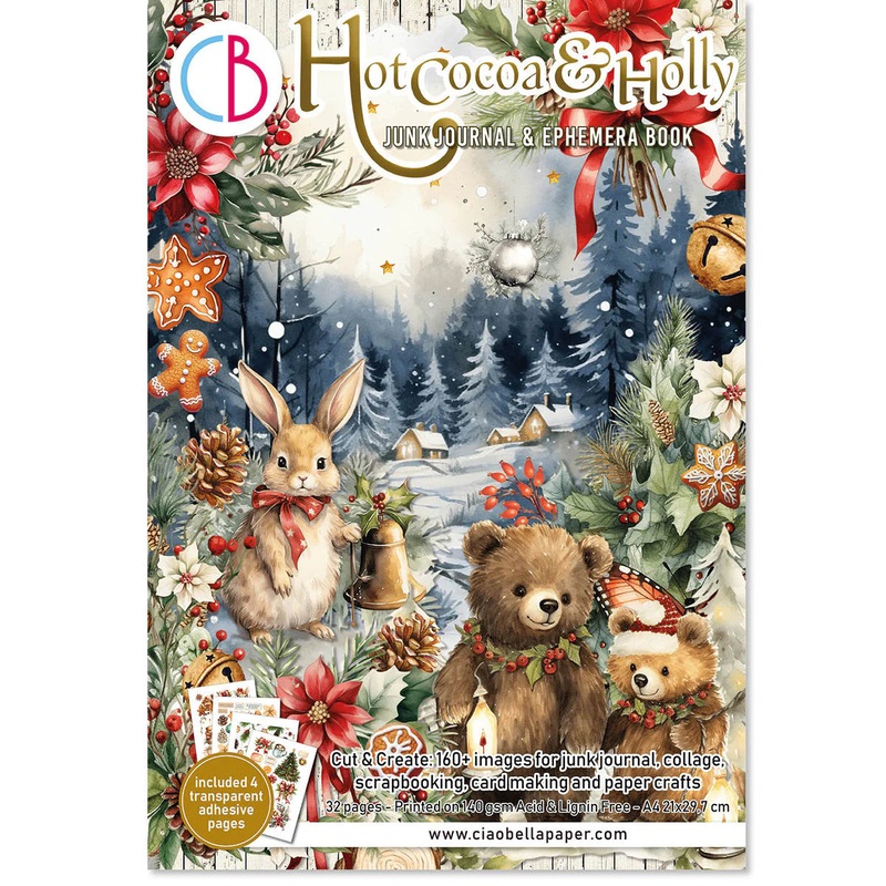 Ciao Bella – Hot Cocoa & Holly Junk Journal Ephemera Book A4 32/Pkg