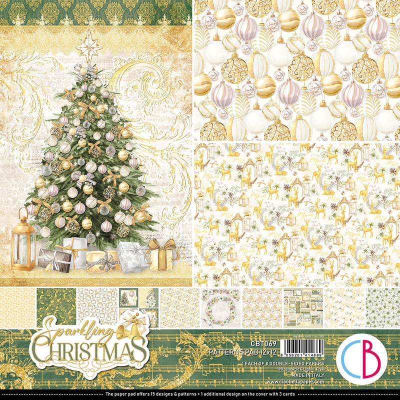 Ciao Bella Sparkling Christmas Patterns Pad 12×12 8/Pkg