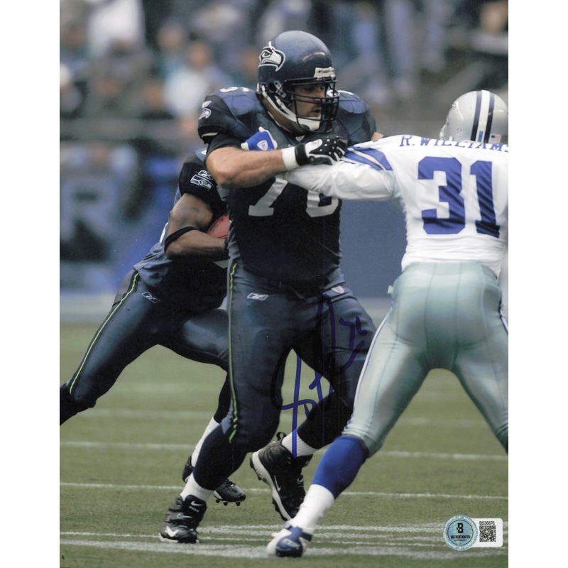 Steve Hutchinson Autographed 8×10 Photo Seattle Seahawks Beckett BAS QR #BS36876