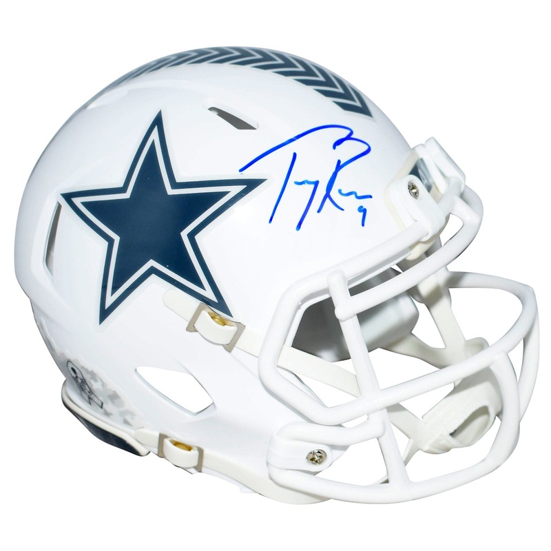 TONY ROMO SIGNED DALLAS COWBOYS SALUTE TO SERVICE III SPEED MINI HELMET BECKETT