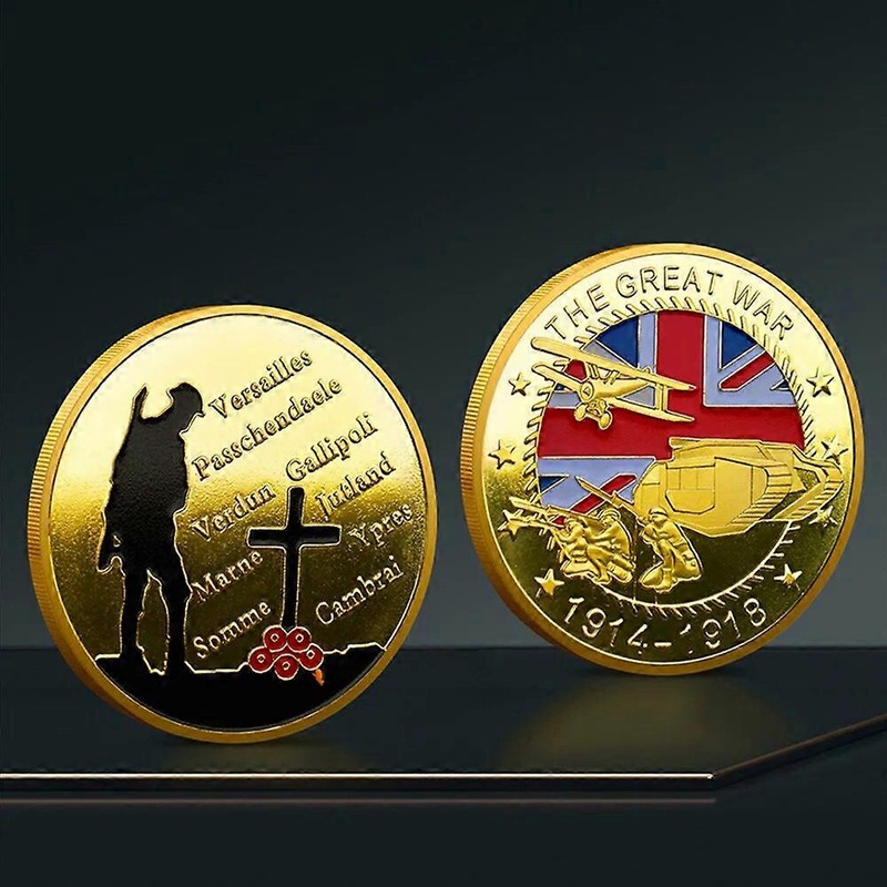 WWI World War 100th Anniversary WW1 Challenge Gold Plated Coins