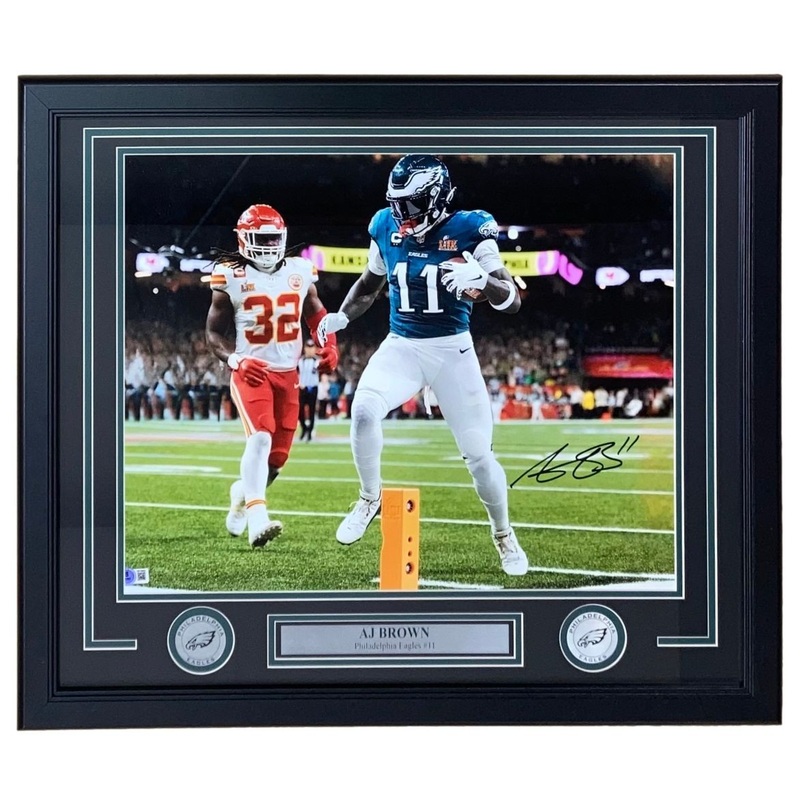 AJ Brown Signed Framed 16×20 Philadelphia Eagles Super Bowl 59 LIX Photo BAS