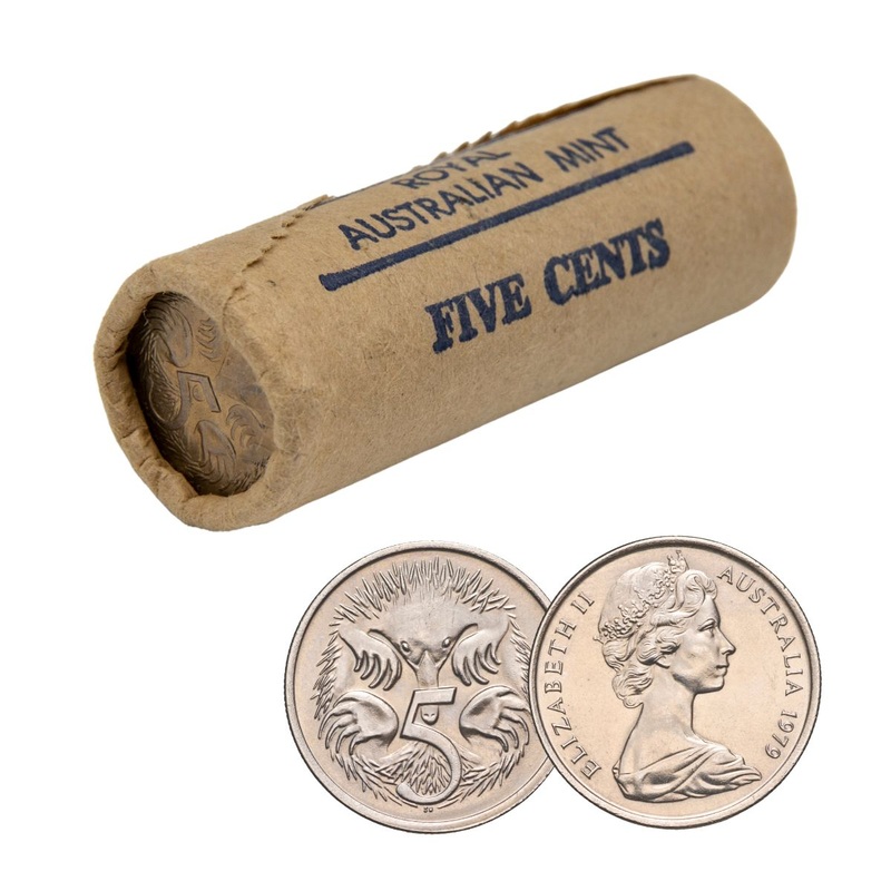 Australia 1979 5c Cupro-Nickel Uncirculated 40-Coin Heads/Tails RAM Mint Roll