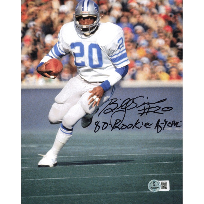 Billy Sims Autographed 8×10 Photo Lions 80 Rookie of Year Beckett QR #BS12789