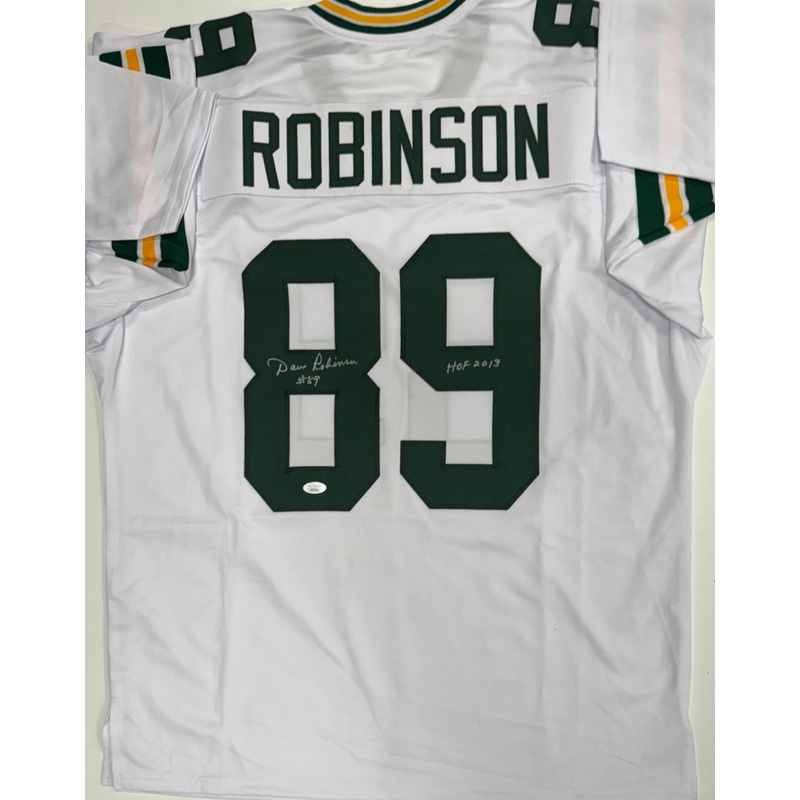 DAVE ROBINSON – Packers – Signed White Custom Jersey AUTO – w/ HOF 2013 – JSA