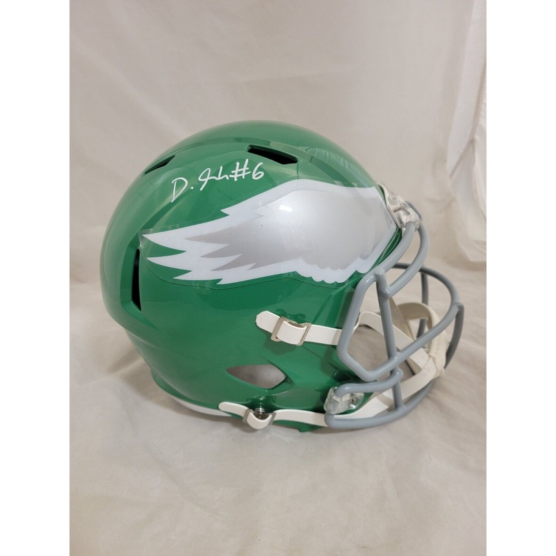 DEVONTA SMITH SIGNED PHILADELPHIA EAGLES ALTERNATE SPEED REPLICA HELMET FANATICS