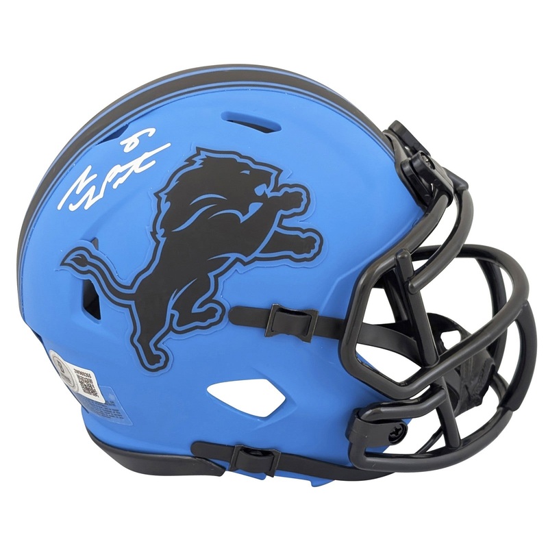 Lions Sam LaPorta Authentic Signed Rave Speed Mini Helmet BAS Witnessed