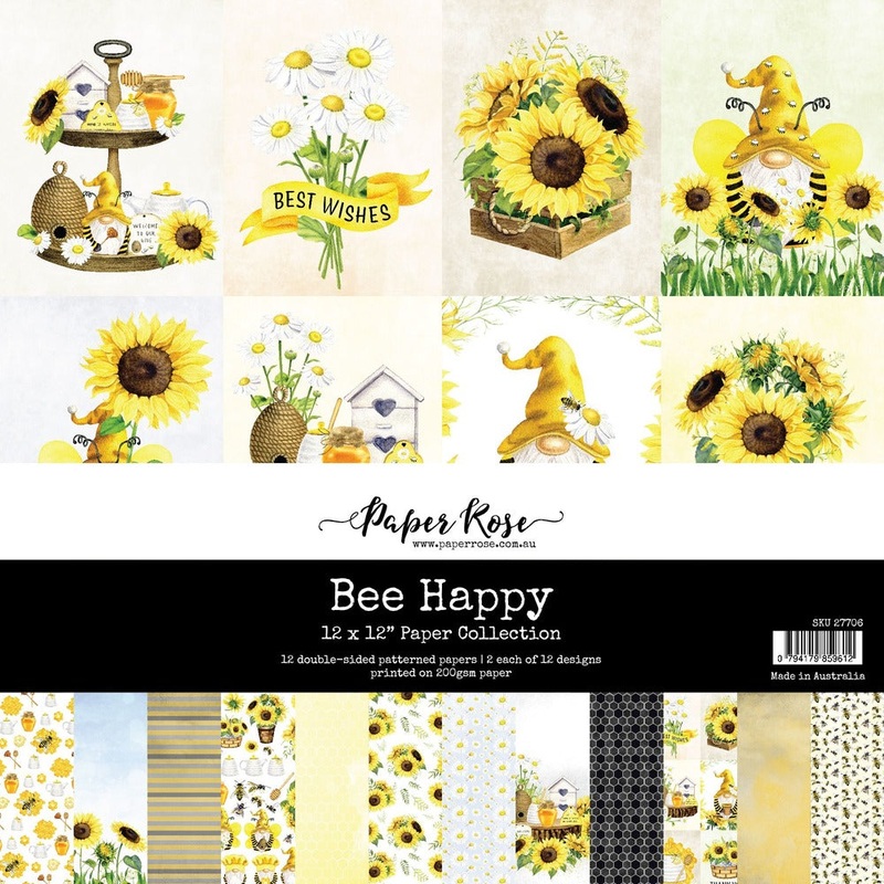 Paper Rose 12X12 Paper Collection, Bee Happy