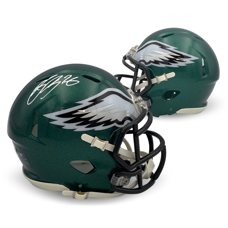 Saquon Barkley Autographed Philadelphia Eagles Signed Mini Helmet Beckett