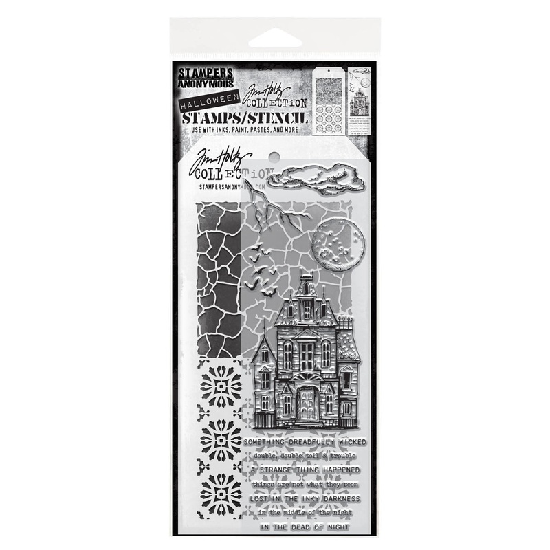 Stampers Anonymous Media #49 Tim Holtz Clear Stamp and Stencil