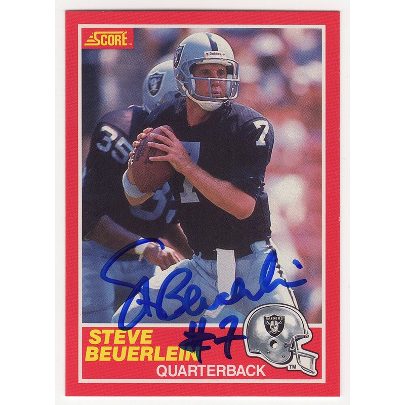 Steve Beuerlein Signed Raiders 1989 Score Football Rookie Card #20 -SCHWARTZ COA