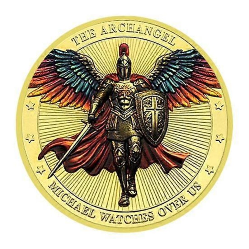 1/3/5Pcs Archangel Michael Challenge Coin Double-sided Carved Metal Medal Commemorative Medallion Round Collection Coin Home Office Desk Decoration