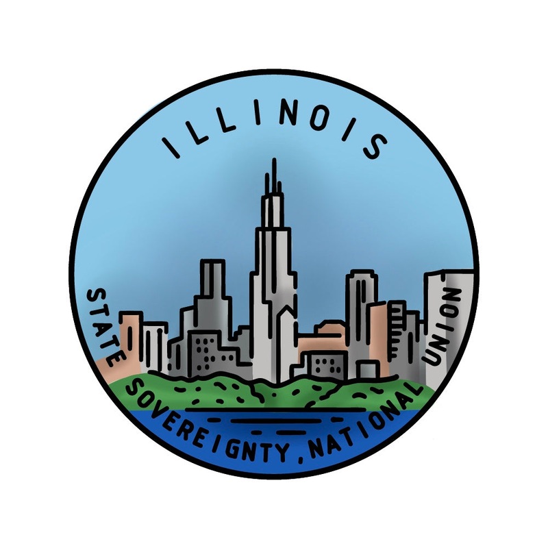 50 States Circles – 2×2 Stamp Set – Illinois