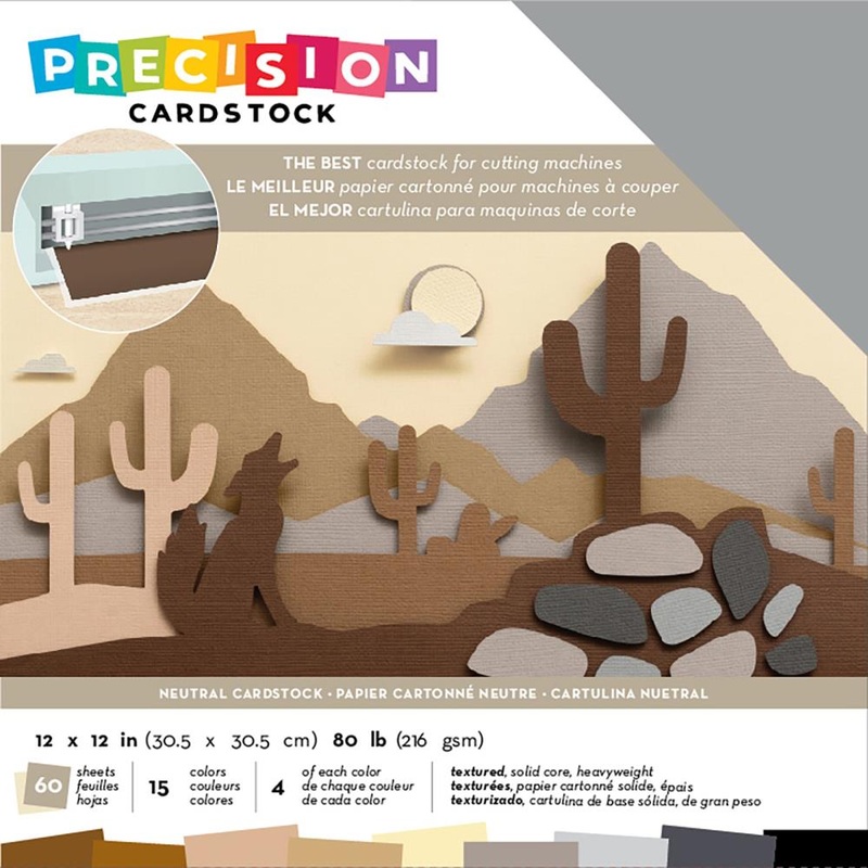 American Crafts Precision Cardstock Pack 80lb 12X12 60/Pkg Neutral/Textured