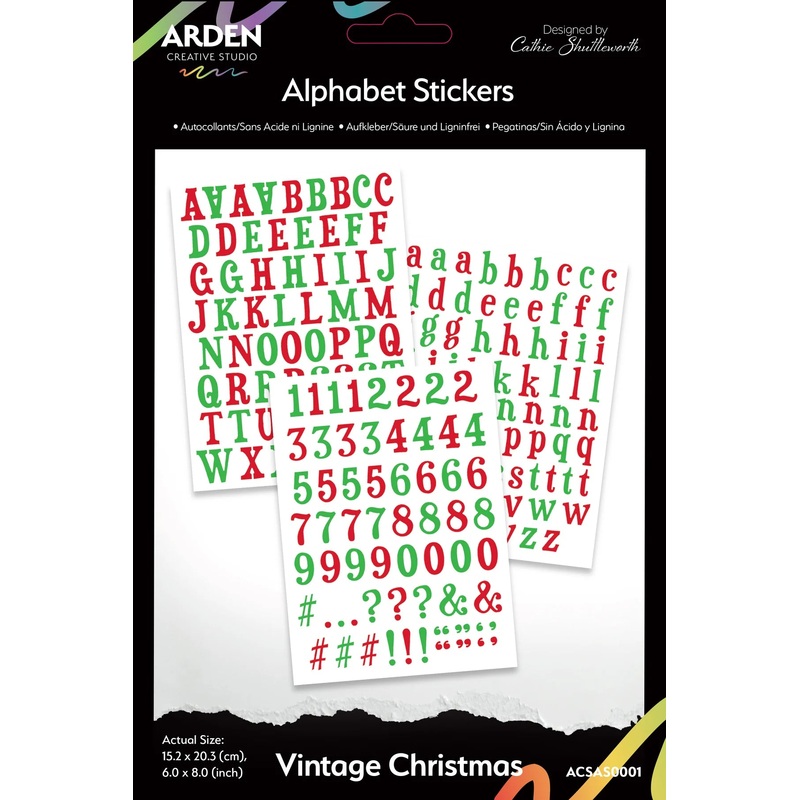 Arden Creative Studio Vintage Christmas Alphabet Stickers