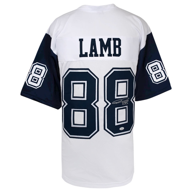 Ceedee Lamb (COWBOYS) Signed White Custom Football Jersey – (JSA COA)