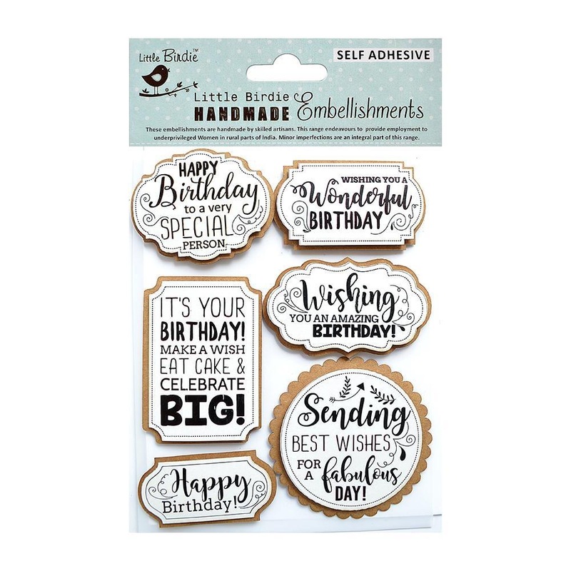 Little Birdie Birthday Sentiments 6/Pkg Wishes