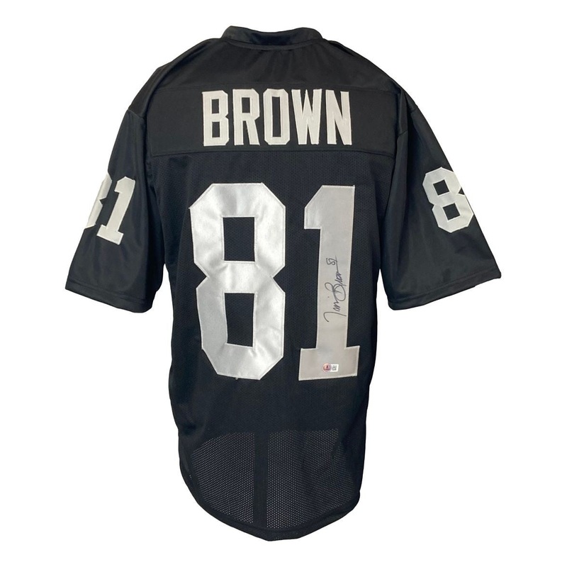 Tim Brown Oakland Signed Black Football Jersey BAS