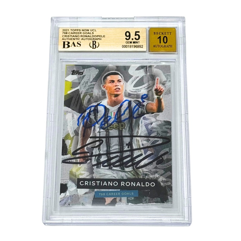 Cristiano Ronaldo & Pele Signed 2021 Topps Now Goal Record – BGS 9.5 AUTO 10