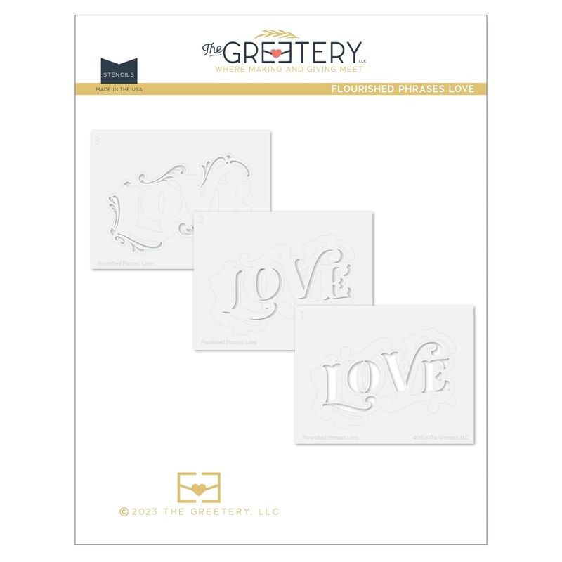 Flourished Phrases Love Stencil