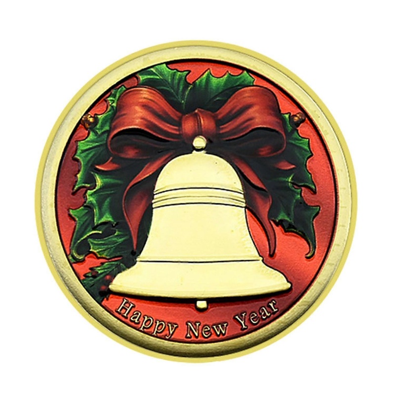 Merry Christmas Santa Claus Coin Double-sided Carved Metal Commemorative Medal Medallion Round