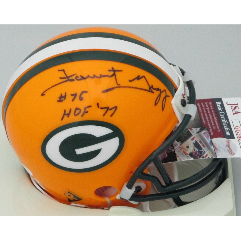 Packers FORREST GREGG Signed Riddell Mini Helmet AUTO w/ #75 & HOF 77 – JSA