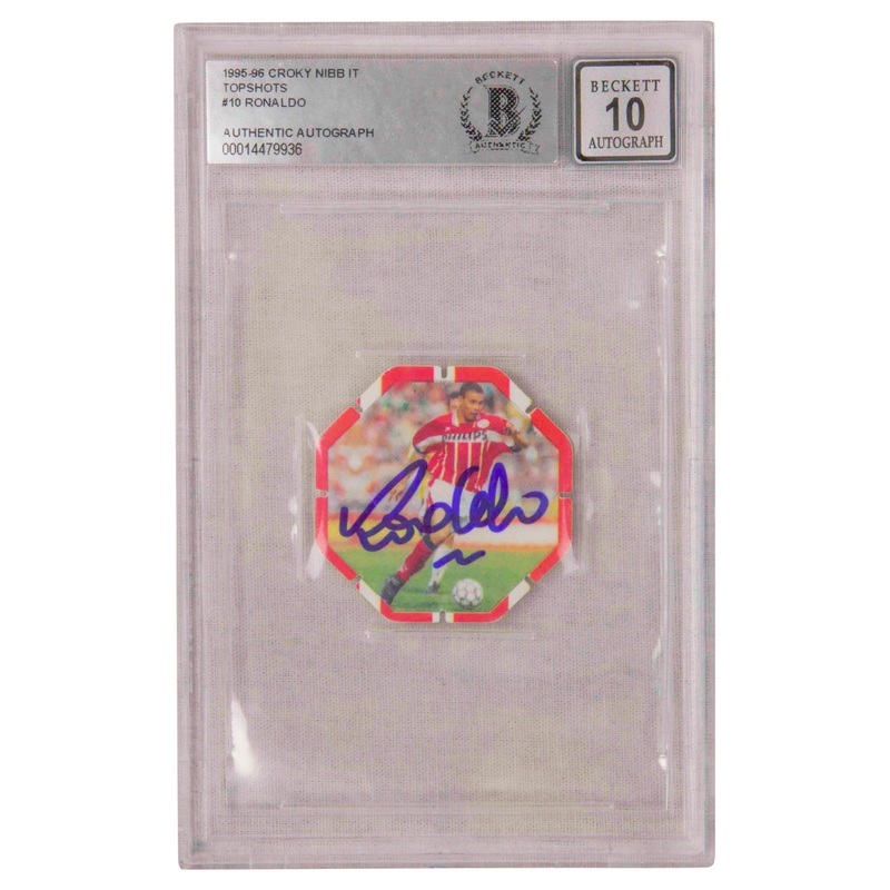 Ronaldo Nazario Signed 1995-96 Croky Nibb IT Topshots #10 – BGS 10 Autograph