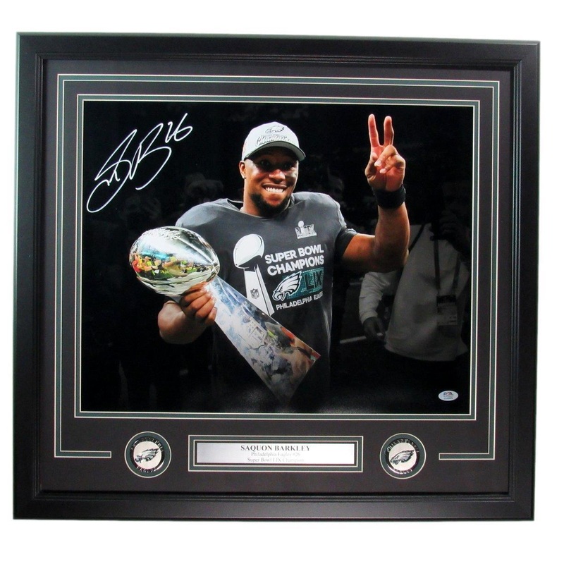 Saquon Barkley Signed/Auto 16×20 Photo Philadelphia Eagles Framed PSA 195286