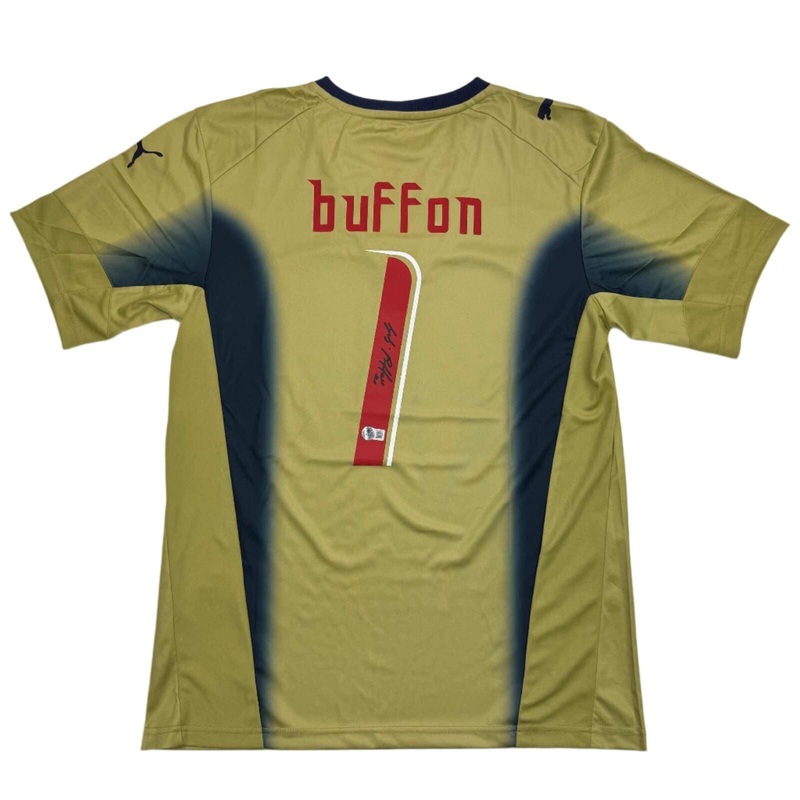 Autographed/Signed Gianluigi Buffon Italy Gold Soccer Futbol Jersey Beckett COA