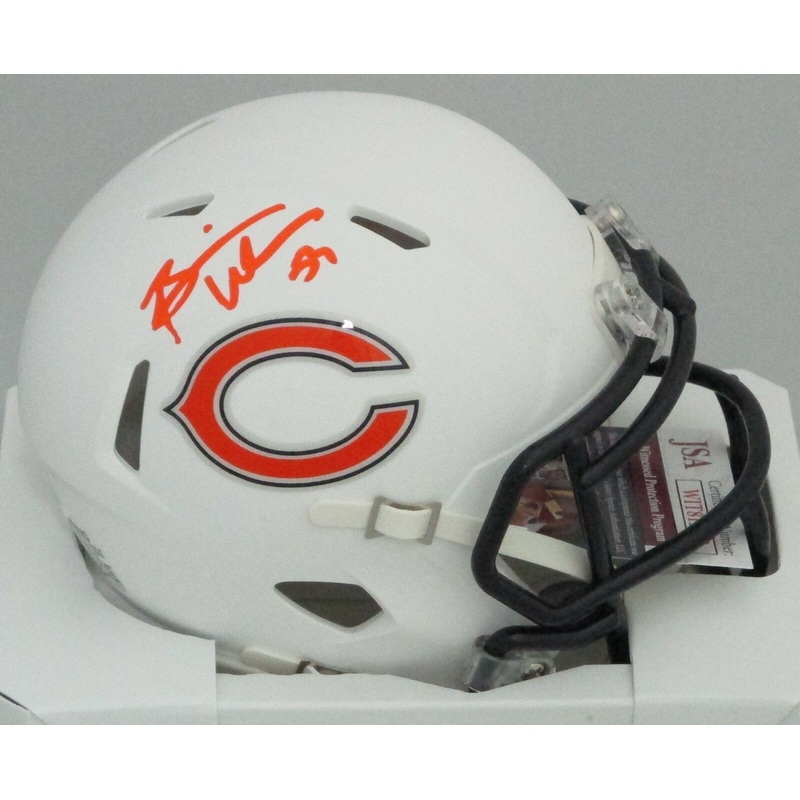 Bears Hall of Famer BRIAN URLACHER Signed Riddell WHITE Mini Helmet AUTO – JSA