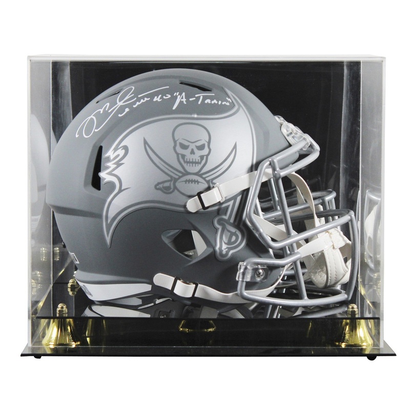 Buccaneers Mike Alstott A-Train Signed Slate F/S Speed Rep Helmet W/ Case BAS