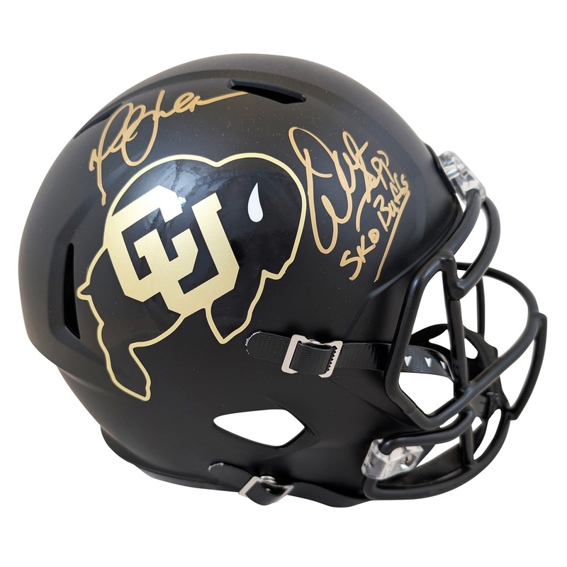 Colorado Warren Sapp & Marshall Faulk Signed Black F/S Speed Rep Helmet BAS Wit