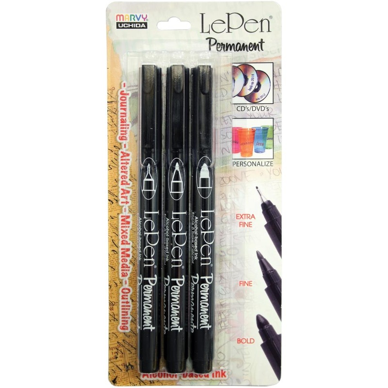 Le Pen Extra Fine, Fine, & Bold Points 3/Pkg Black
