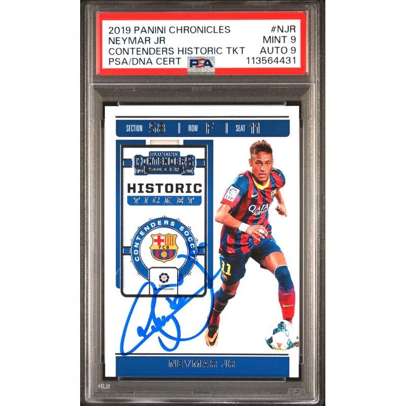 Neymar Jr Signed 2019 Panini Chronicles Historic Ticket – PSA 9 AUTO 9