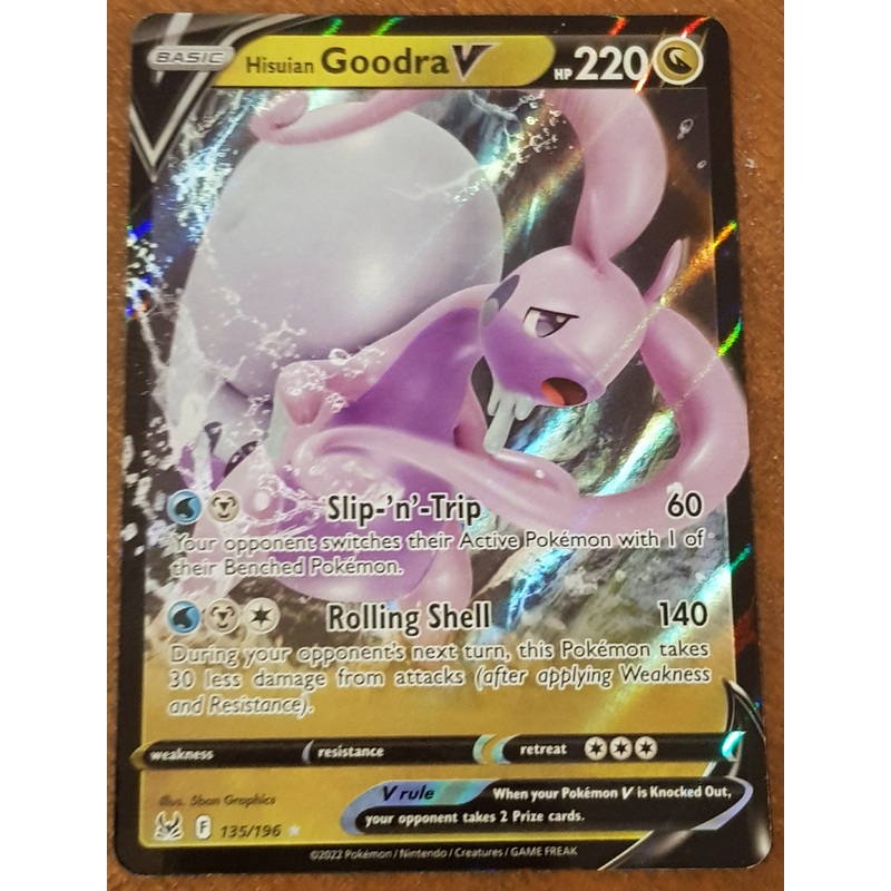 Pokemon Sword and Shield Lost Origin Hisuian Goodra V #135/196 Holo Trading Card