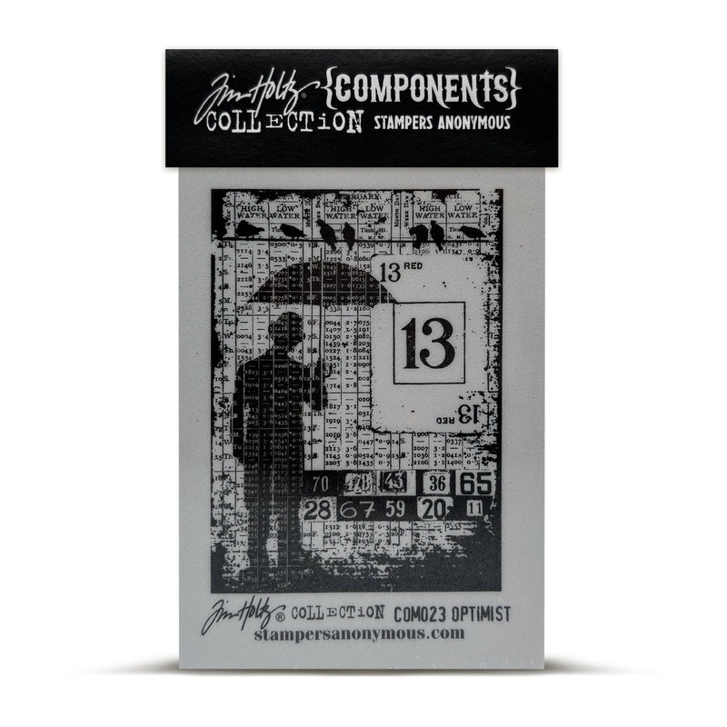 Stampers Anonymous Optimist Tim Holtz Components Cling Mount Collage Stamp