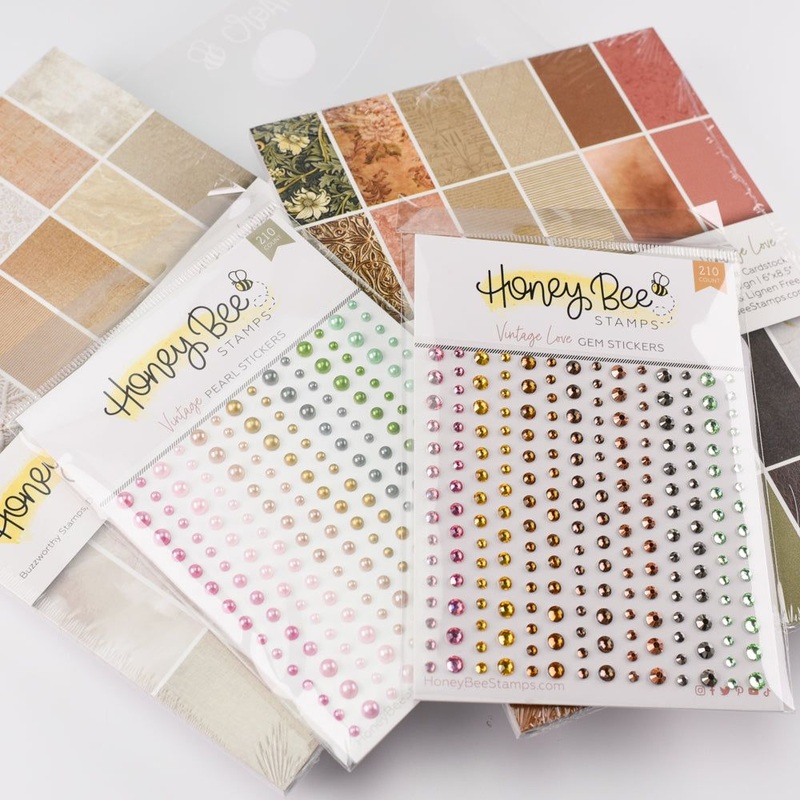 Vintage Love Paper Pads, Gem and Pearl Stickers Bundle