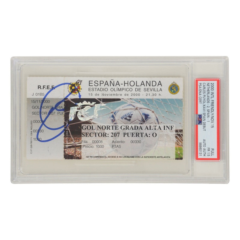 Xavi Signed 2000 Spain National Team Debut Match Ticket – PSA 1.5