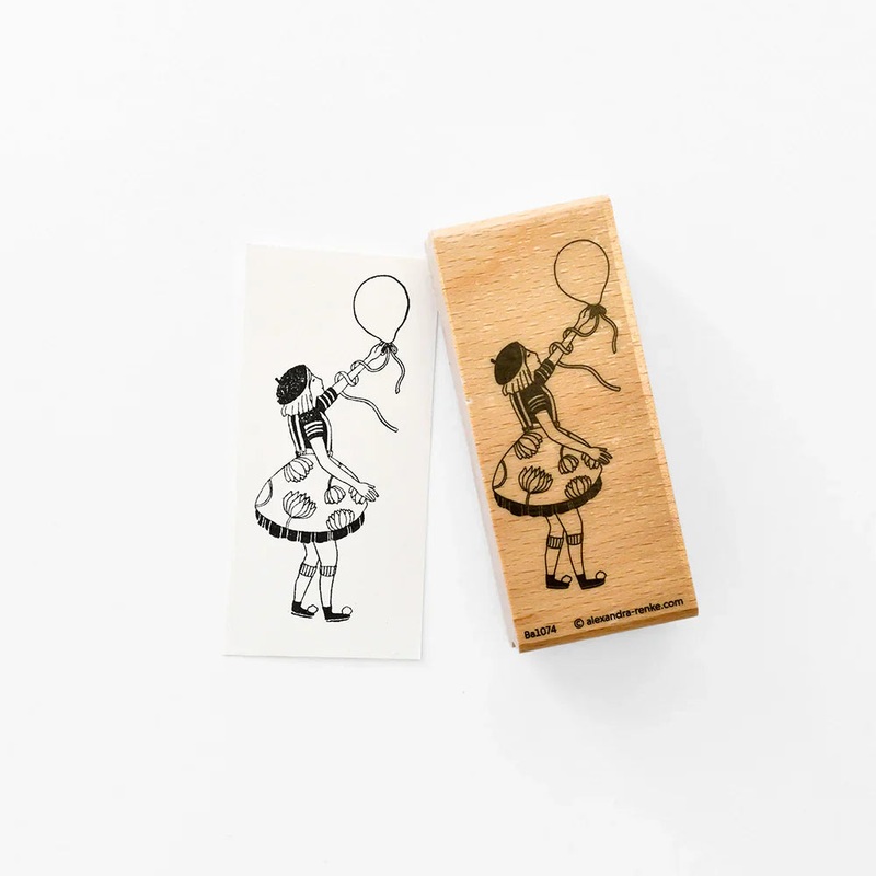 Alexandra Renke Wooden Stamp Figurines Child with Balloon