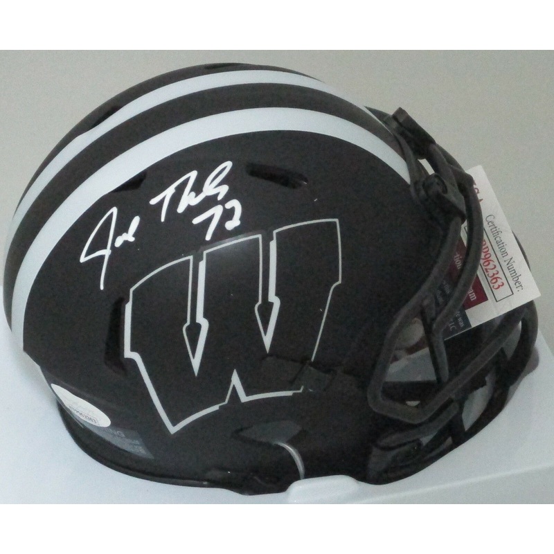 Badgers JOE THOMAS Signed Riddell ECLIPSE Speed Mini Helmet AUTO chof – JSA