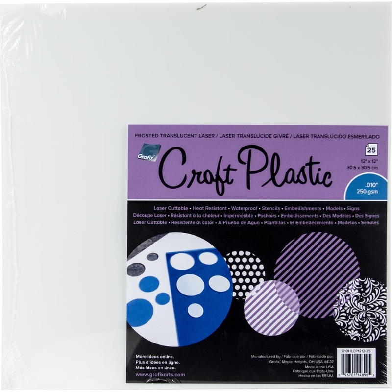 Grafix Craft Plastic Sheet 12X12 – Frosted .010 – 25/pack