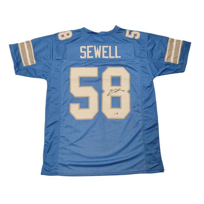 Penei Sewell Signed Detroit Lions 2024 Blue Pro Style Jersey Beckett Witnessed