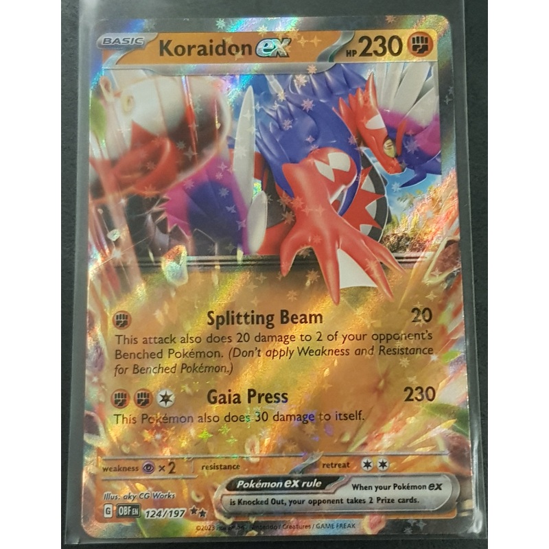 Pokemon Scarlet and Violet Obsidian Flames Koraidon Ex #124/197 Holo Trading Card
