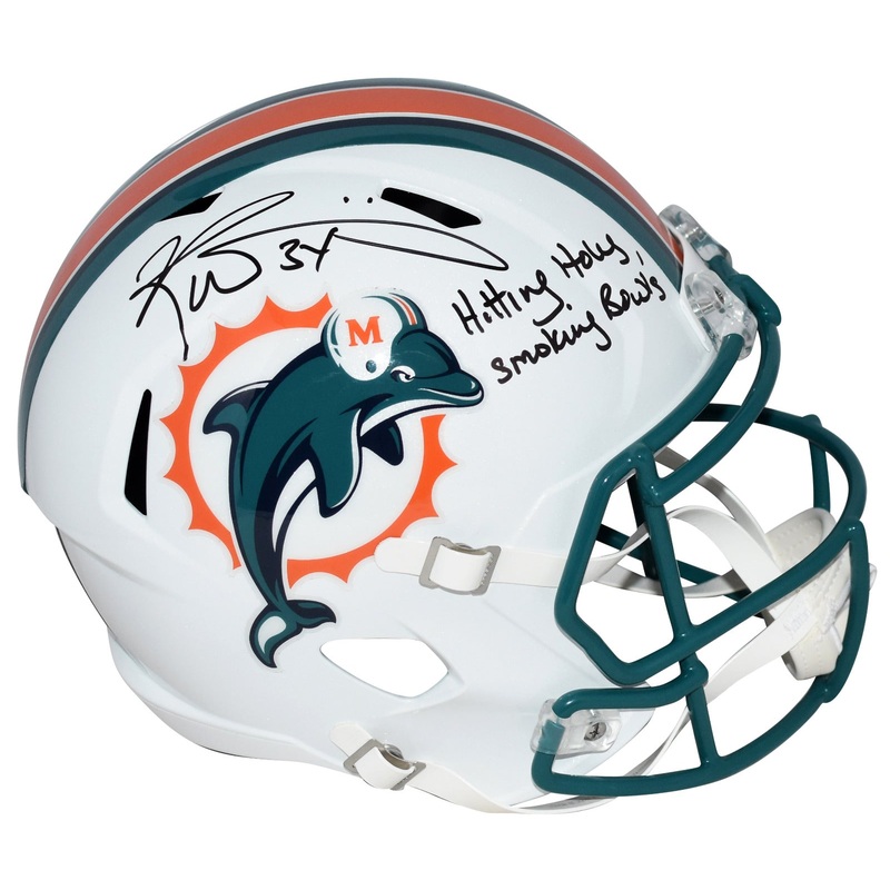 RICKY WILLIAMS SIGNED MIAMI DOLPHINS FULL SIZE SPEED HELMET W/ SMOKING BOWLS