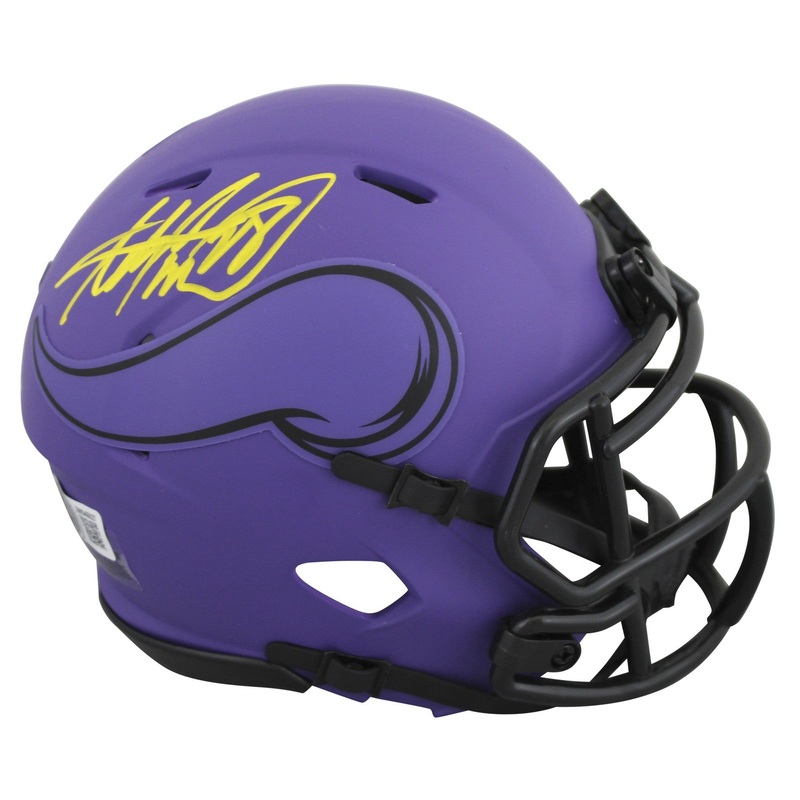 Vikings Adrian Peterson Authentic Signed Rave Speed Mini Helmet BAS Witnessed